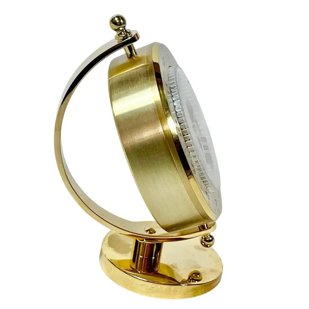 Seiko World Time Globe Desk Table Clock Gold-Tone QHG106GLH New